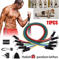 11 Pcs Set Tali Tarik Karet Gym Yoga Fitness Alat Olahraga Chest