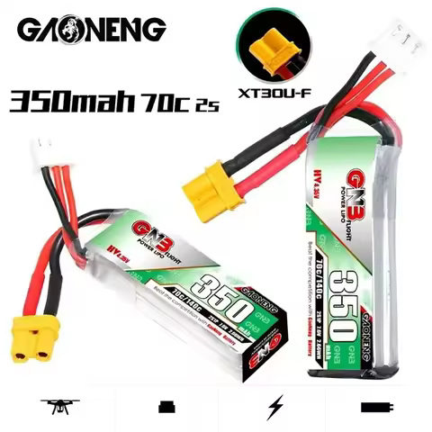 2PCS GAONENG GNB 2S 7.6V HV 350mAh 70C/140C LiPo Battery XT30 For Happymodel Crux3 BetaFPV Beta75 Pr