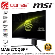 MSI 27" MAG 27CQ6PF WQHD (2560 x 1440 @180Hz) VA LCD CURVED GAMING MONITOR (0.5MS, INPUT: HDMI+ DP, 