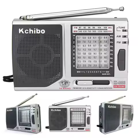 KK-9803 Radio Receiver with Folding Kickstand FM/MW/SW1-8 Mini Portable Radio 3.5MM Jack Pocket Radi