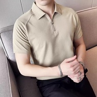 HOUCH COD Cotton Short-Sleeved Oversize Collar Men Polo Shirt