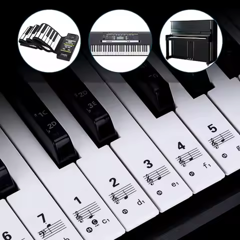 Transparent Removable Piano Keyboard stickers thin with Colorful Bigger Letter for 88/61/54 Keys for