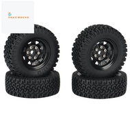4PCS 1.55 Metal Beadlock Wheel Rim Tires Set for 1/10 RC Crawler Car Axial Jr 90069 D90 TF2 Tamiya CC01 LC70 MST