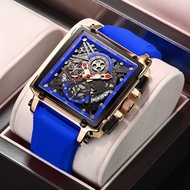 LIGE Luxury New Men Watch Waterproof Square Quartz Watch For Man Date Sport Hollow Watch Jam Tangan 