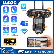 LLSEE V380โซลาร์เซลล์4G กล้อง IP เลนส์กลางแจ้ง12MP 6K สามหน้าจอความปลอดภัยการมองเห็นได้ในเวลากลางคืน