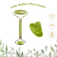 HIJAU BCI Jade Roller Plus Guasa (Premium Jade / Rose Quart Stone) - Face Facial Roller Tool Facial 