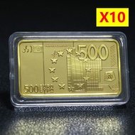 In Stock European 500 Euro Gold Bar 1Oz Gold Bullion 24K Gold-Plated Souvenir Bullion Bar Coin Festi