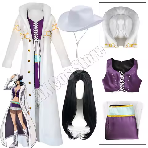 Movie Nico Robin Cosplay Costume Wig Purple Dress Miss All Sunday Nico Robin Cosplay Outfit Anime Su