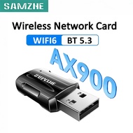 SAMZHE 2-in-1 USB Bluetooth WiFi Adapter, AX900 WiFi-6 + BT 5.3,  Dual Band Wireless Network Card Wi