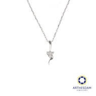 Arthesdam Jewellery 9K White Gold 3Diamond Flower Pendant Chain Set 0.03CT