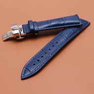 Watchband Quality Genuine Leather Watch strap 14 16mm 18mm 20mm 22mm dark Blue Bracelet men ladys silver clasp Watch Accessories