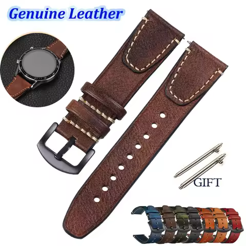 Retro Genuine Leather Watchband for Seiko Snxs79 Watch Straps Men Women for Rolex Oyster 18mm 20mm 2