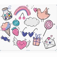 14pcs | Cloud Clothes Stickers/Bird Stickers/Ice Cream Stickers/Glasses Stickers/LOVE Stickers/Pig Stickers/Candy Stickers/Ironing Stickers/Cloth Stickers