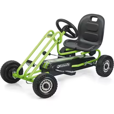 hauck Kids Pedal Go Kart, 4 Wheel Bike Cart, Ages 4-8, Lightning Ride, Race Green