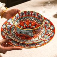 Porcelain Bowl Ramen Bowl Beautiful Bowl Porcelain Bohemian Microwave Oven Special Dish Bowl Set Oat
