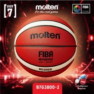 MOLTEN ลูกบาสเก็ตบอลหนัง ลูกบาสเก็ตบอล เบอร์ 7 MOT Basketball PU Ch B7G3800-2 FIBA(1650) แถมฟรี เข็ม