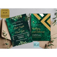 36 Design Collection Emerald Green & Gold Wedding Invitation Digital Template Bundle, Kad Kahwin Kad