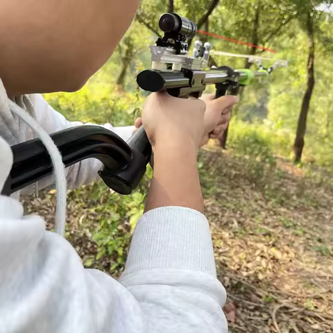 Laser guided precision slingshot, heavy duty catapult for outdoor hunting, trigger automatic firing 