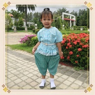 Gr03 ชุดไทยเด็กผู้หญิง ชุดไทยเด็ก ชุดไทย วันภาษาไทย ชุดผ้าไทย ชุดไทยโจงกระเบน