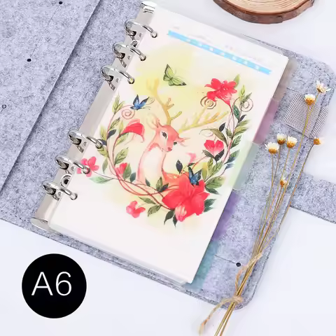 5pcs A6 Loose-leaf Notebook Inside Page Separator Page 6 Hole Loose-leaf Handbook Separator Page Loo