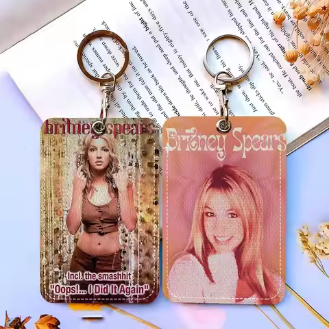 Singer Britney Spears DIY Sticky Badge Holder Keychain For Bank Business Work Card Holder Student Ca