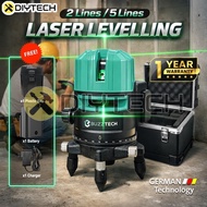 BuzzTech 2 Line 5 Line Green Laser Level 360° Rotary Automatic Lazer Level Line Adjustable