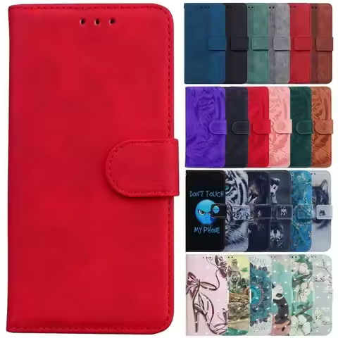 For Moto G34 Case Solid Color Printed Leather Flip Phone Case on For Motorola Moto G34 Cover MOTOG34