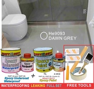 HE9093 FULL SET Epoxy Floor Coating HEAVY DUTY ( FREE Tool Set + 1L UNDERCOAT EPOXY WATERPROOF + 1L EPOXY PAINT )