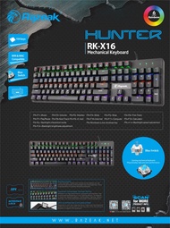 คีย์บอร์ดเกมมิ่งแมคานิคอล บลูสวิตช์ Razeak RK-X16 Hunter Gaming Keyboard