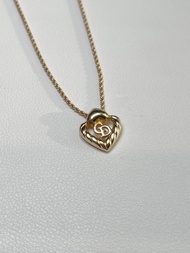 Dior CD金色心型吊墜麻花頸鏈項鏈 日本中古二手Vintage