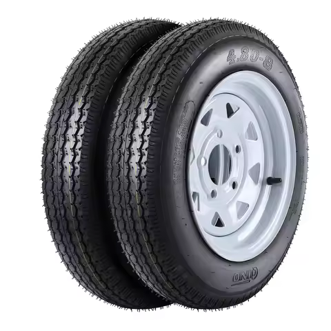 4.80-8 4.80x8 480-8 4.80-8 Trailer Tires On Rims with 8'' Rims, 4 Lug on 4'', Load Range C, 6PR, Set