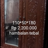 lemari kayu jati ukir bekas Bogor 2 pintu full kayu pakaian