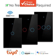 1/2/3/4 Gang Work With Tuya WiFi Smart Touch Switch Wall Button App Remote Control Compatible With G