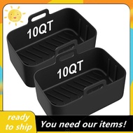 2PCS Air Fryer Silicone Liners for Ninjia DZ401 DZ550 Dual Air Fryer Reusable 10QT Non-Stick AirFrye