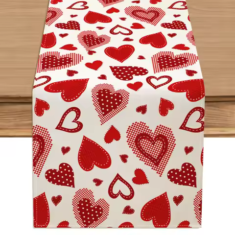 Retro 8-Bit Heart Pixel Grid Table Runner - for Wedding Anniversary Valentine's Day Decor