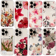 Flower Lily Hibiscue Rose Print Clear Casing For Iphone 16 Pro Max 11 13 12 14 15 Pro Max X XS 16E P