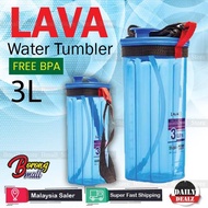 LAVA Water Bottle Tumbler Container Easy Carry Strip Straw 3L BPA FREE/Botol Air LAVA
