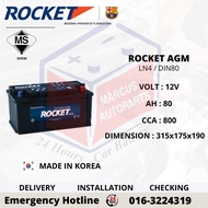 ROCKET AGM LN4 / DIN80L AUTOMOTIVE CAR BATTERY (EXTEND WARRANTY)