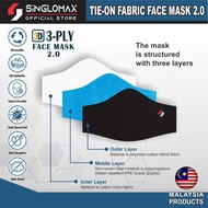 face mask 3ply face mask kids medical face mask SiNGLOMAX Tie-On Fabric Face Mask 2.0 / 3-Ply Headlo