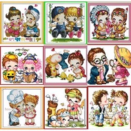 [01] Cross Stitch Cross Stitch Precise Printing Cross Stitch Thread Embroidery Cartoon Couple Kit