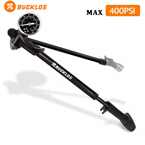 BUCKLOS 400PSI Bicycle Pump with Gauge High-pressure Bike Front Fork Pump Portable Schrader Valve In