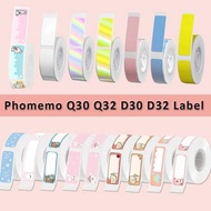 1Roll Phomemo Q30 D30 D32 D35 Adhesive Label Maker Paper for Name Sticker Thermal Rolls Ticket Self-