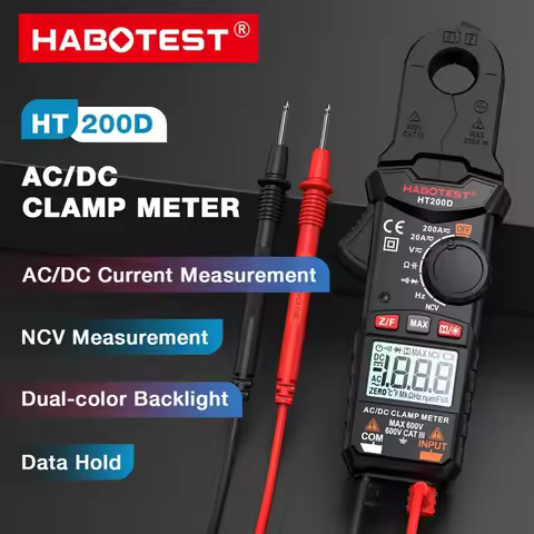 HABOTEST HT200D Digital Clamp Meter 2000 Counts True RMS NCV 600V Voltage 200A DC/AC Current Multime