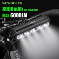 NEWBOLER Bicycle Light Front 6000Lumen Bike Light 8000mAh Waterproof Flashlight USB Charging MTB Roa