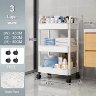 3 Tier Multifunction Storage Trolley Rack Office Shelves Home Kitchen Rack With Plastic Wheel