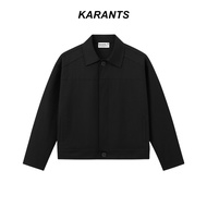 Karants Jaket Boxy Kaki Berkolar Lipat dengan Butang Lelaki & - AK50
