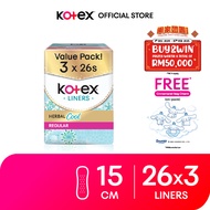 [Shopee for Student] Kotex Herbal Cool Panty Liners Regular (26's x 3 packs) FOC Cinnamoroll Bag Cha