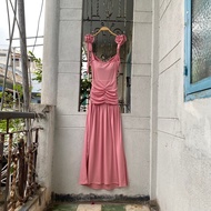 2hand pink dress, waist 56 to 64cm, length 140cm, code 311