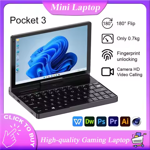 GPD Pocket 3 Mini Handheld Laptop 8 Inch Intel Pentium Gold 7505 Notebook 16GB LPDDR4*3733 MHz NVMe 