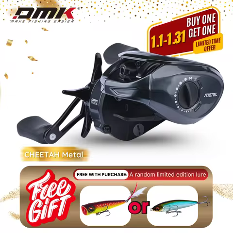 DMK Cheetah Metal Smart DC Baitcasting Reel - 8.5:1, Anti-Backlash Shallow&Universal Reel for Mandar